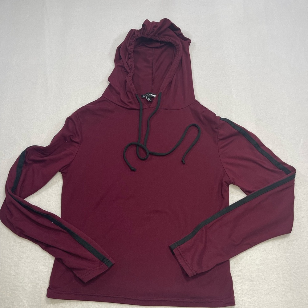 Fashion Nova Burgundy Lightweight Hoodie Athletic Top M